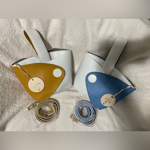 NWT yellow and white leather mini handbag . - Picture 3 of 6